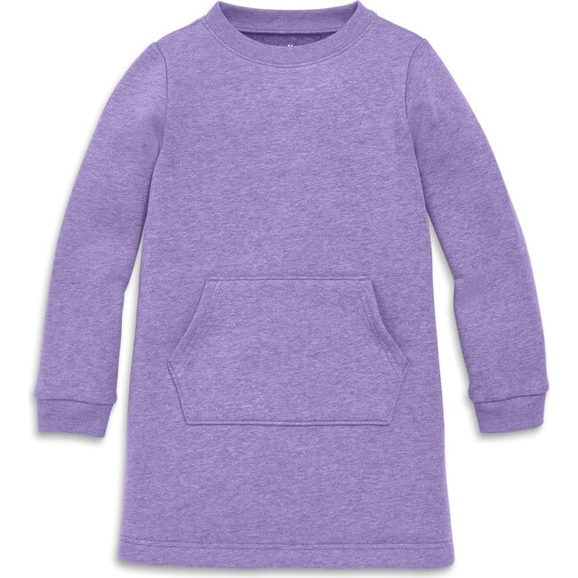 Kids Cozy Fleece Sweatshirt Dress, Heather Iris