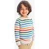 Kids Crewneck Sweater, Heather Sand Multi Stripe - Sweaters - 2