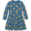 Kids Long Sleeve Twirly Dress, Moonlight Sunflowers - Dresses - 1 - thumbnail