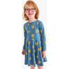 Kids Long Sleeve Twirly Dress, Moonlight Sunflowers - Dresses - 2
