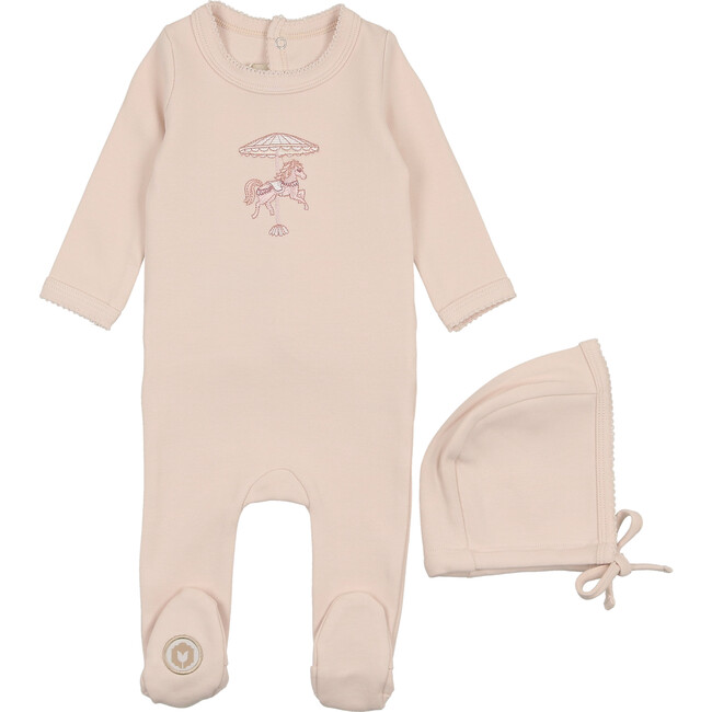 Prancing Pony Footie & Hat Set Barely Pink