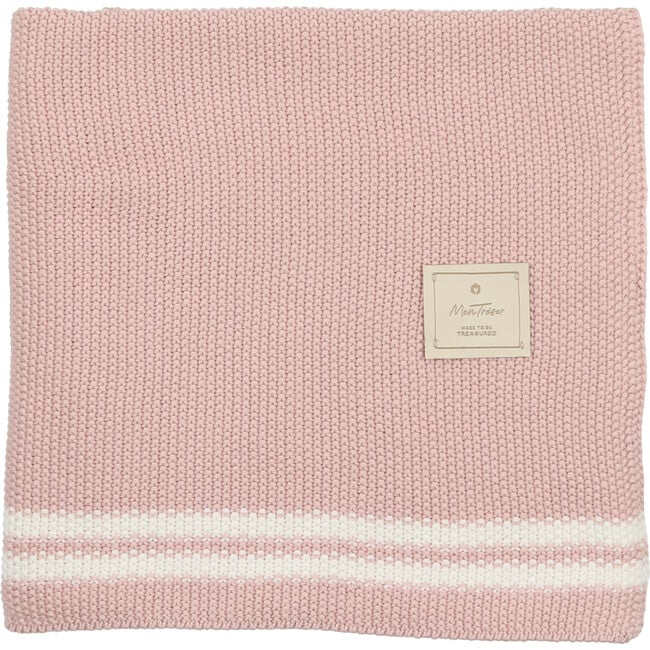 Duo Stripe Chunky-Knit Blanket, Rose Dust