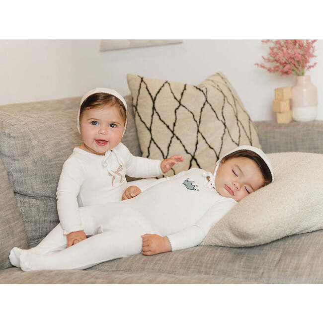 Bows & Kisses Footie & Hat Set Ivory & Pink - Mixed Apparel Set - 3