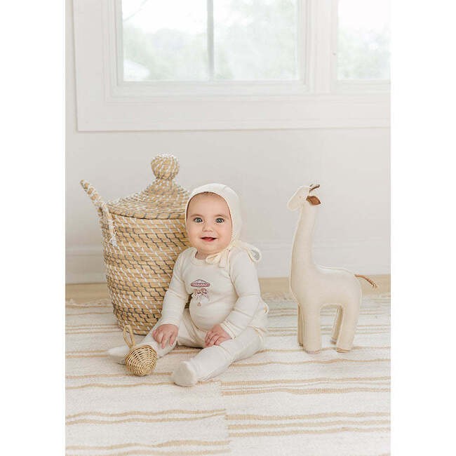 Prancing Pony Footie & Hat Set Ivory & Pink