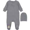 Posh Print Footie & Hat Set Slate Blue - Mixed Apparel Set - 1 - thumbnail