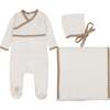 Classic Wrap Layette Set Ivory & Taupe - Mixed Apparel Set - 1 - thumbnail