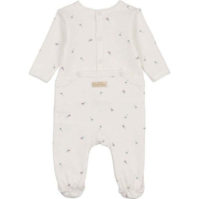 Plush Print Footie & Hat Set, Girls Ivory & Pink