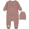 Posh Print Footie & Hat Set Mauve - Mixed Apparel Set - 1 - thumbnail