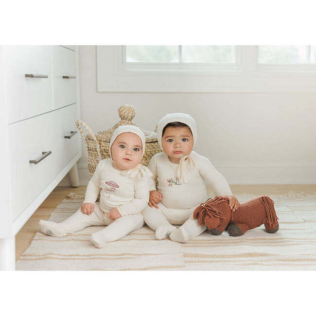 Flying High Footie & Hat Set Ivory