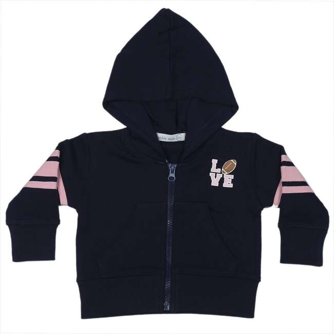 Little Mish Baby Zip Hoodie, Pink Football Fan