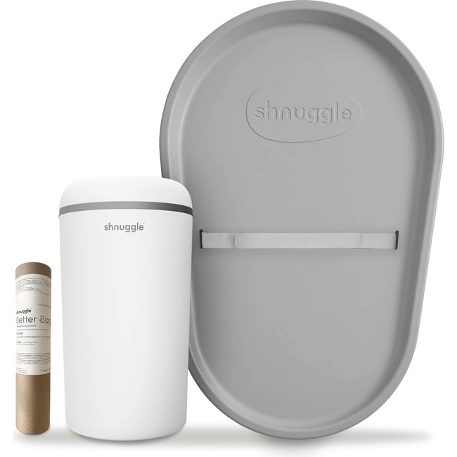 Changing Essentials Kit: Squishy Changing Mat + Diaper Pail + Better Bag Liners, White
