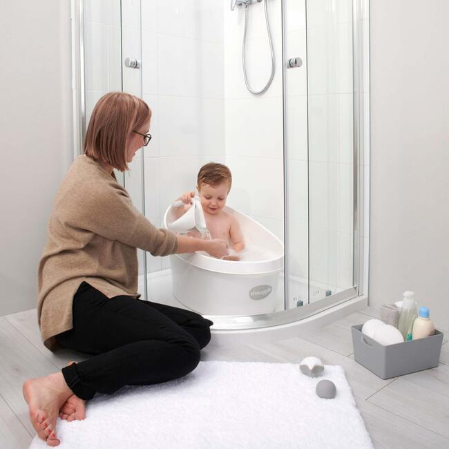 Growing Family Bath Time Bundle: Toddler Bath + Baby Bath + Accessories Bundle + Squishy Changing Mat, White - Bath Sets - 4