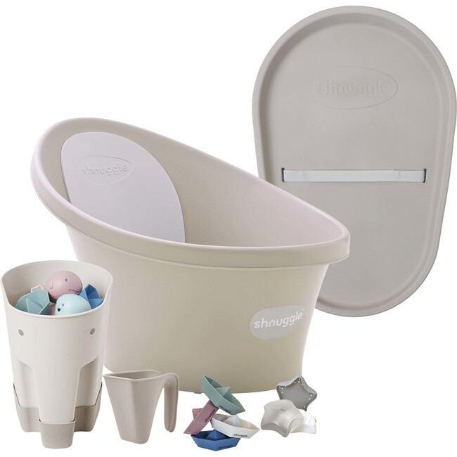 Bath & Change Bundle: Baby Bath + Accessories Bundle + Squishy Changing Mat, Taupe