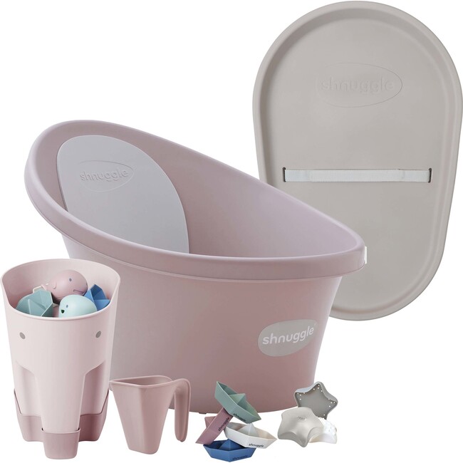 Bath & Change Bundle: Baby Bath + Accessories Bundle + Squishy Changing Mat, Blush