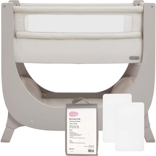 Air Lite Infant Crib with 1 waterproof sheet + 2 sheets, Taupe