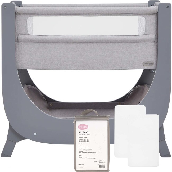 Air Lite Infant Crib with 1 waterproof sheet + 2 sheets, Grey