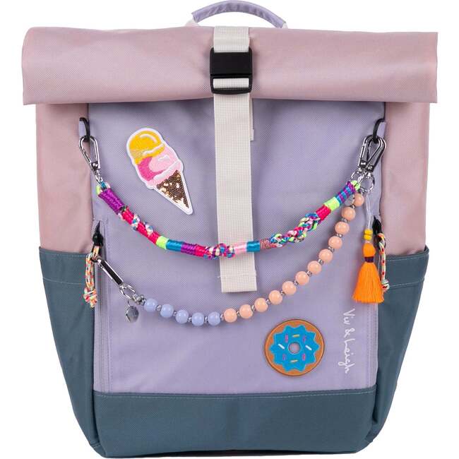 Ari+ Rolltop Backpack Set | Bag Charms, Patch & Chest Strap, Lavender Pink
