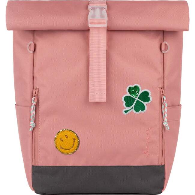 Ari Rolltop Backpack Set | Sticker Patch + Chest Strap, Rosewood Pink