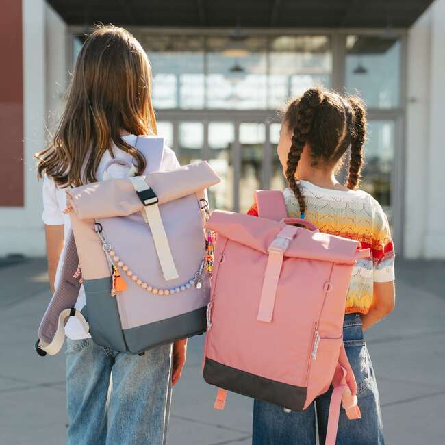 Ari Rolltop Backpack Set | Sticker Patch + Chest Strap, Rosewood Pink - Backpacks - 2