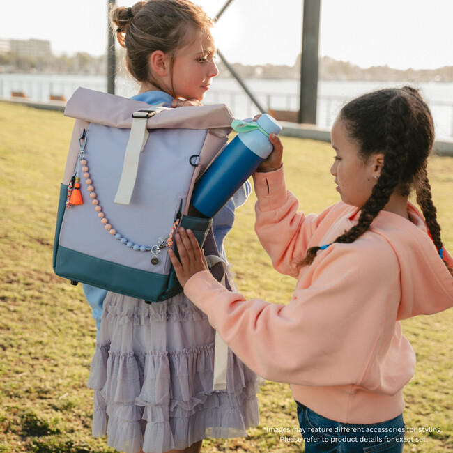 Ari+ Rolltop Backpack Set | Bag Charms, Patch & Chest Strap, Lavender Pink - Backpacks - 2