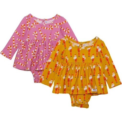 Retro Christmas Long Sleeve Bubble Romper 2-Pack