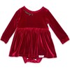 Holiday Embroidered Velvet Bubble Romper in Burgundy - Rompers - 1 - thumbnail