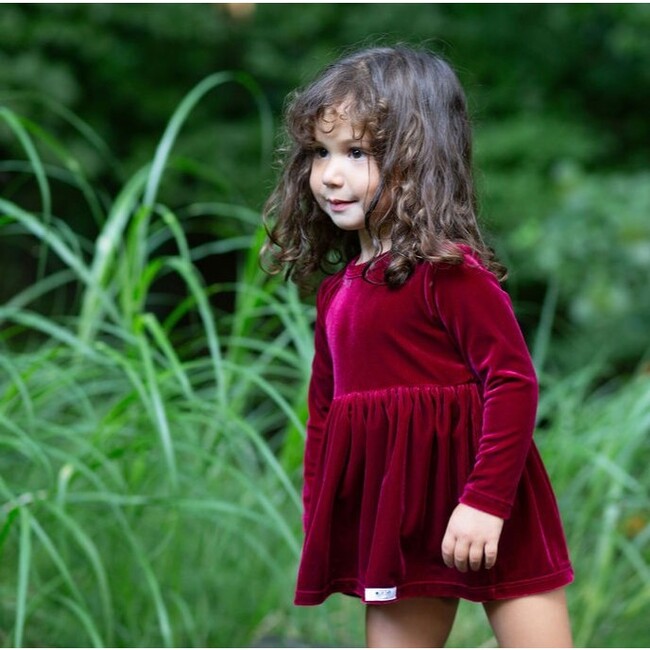 Holiday Embroidered Velvet Bubble Romper in Burgundy - Rompers - 2
