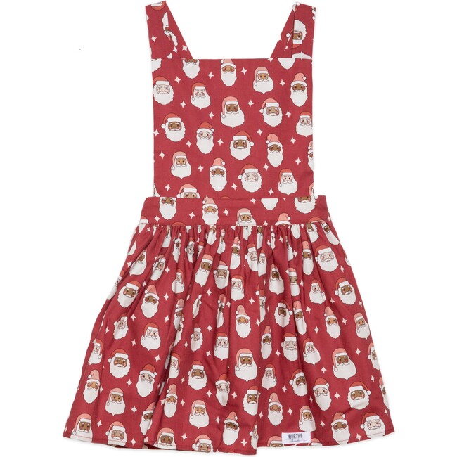 Holiday Pinafore Dress in Christmas Santas
