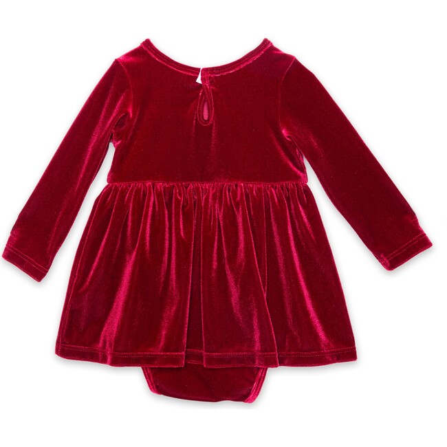 Holiday Embroidered Velvet Bubble Romper in Burgundy - Rompers - 4
