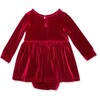 Holiday Embroidered Velvet Bubble Romper in Burgundy - Rompers - 4