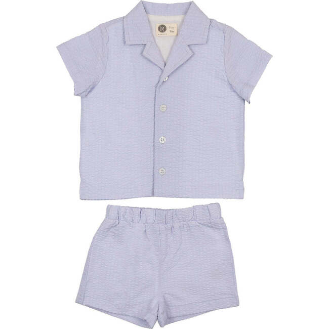 Textured Printed Boys 2Pc Set, Blue