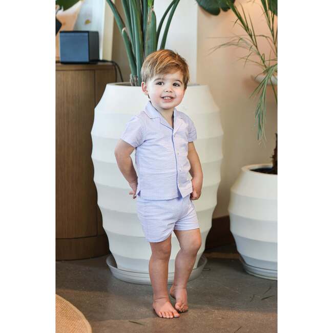 Textured Printed Boys 2Pc Set, Blue