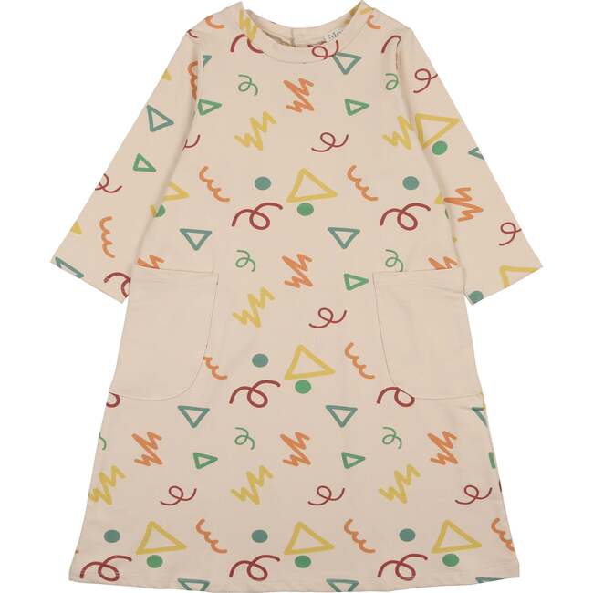 Summer Fun 3/4 Sleeve Dress, Beige Multi