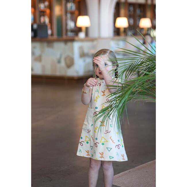 Summer Fun Short Sleeve Dress, Beige Multi - Dresses - 2