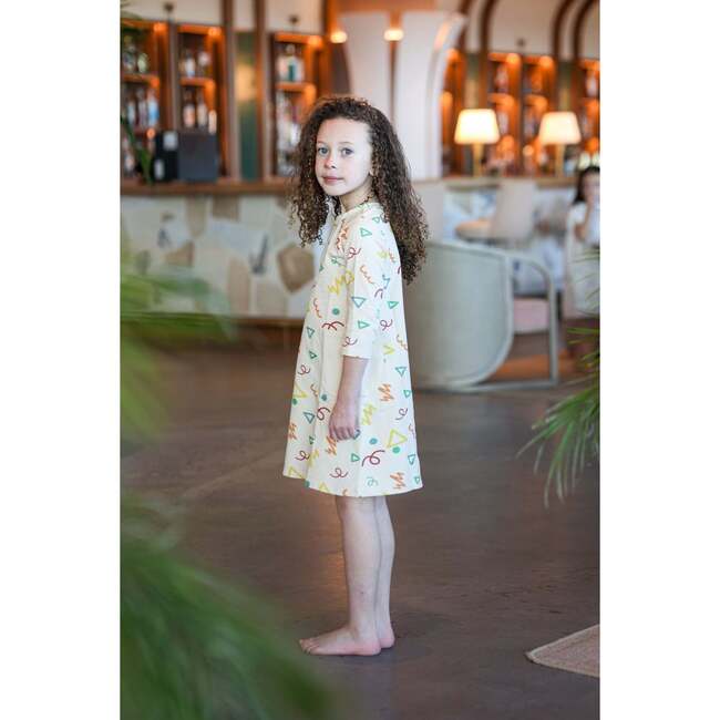 Summer Fun 3/4 Sleeve Dress, Beige Multi - Dresses - 2
