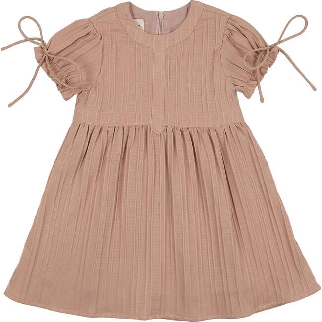 Striped Faux Tab Short Sleeve Dress, Mauve