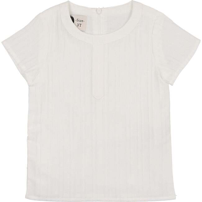 Striped Faux Tab Boys Shirt, White