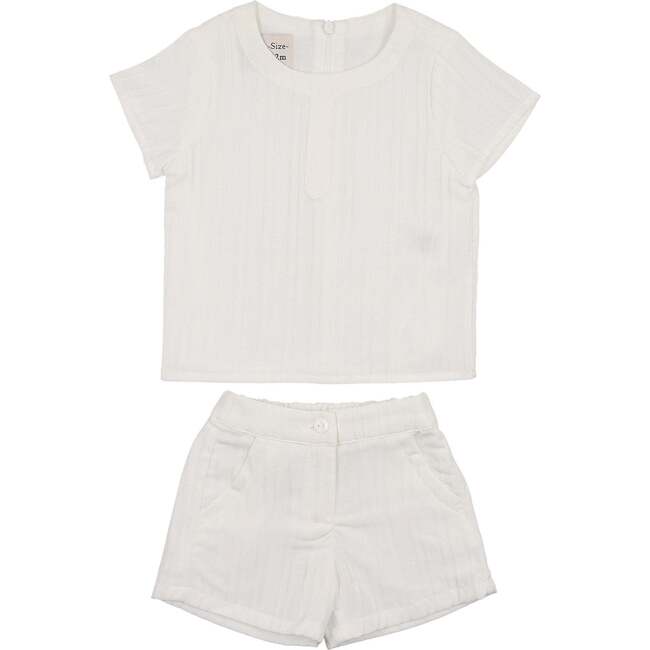 Striped Faux Tab Boys 2Pc Set, White