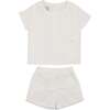 Striped Faux Tab Boys 2Pc Set, White - Mixed Apparel Set - 1 - thumbnail
