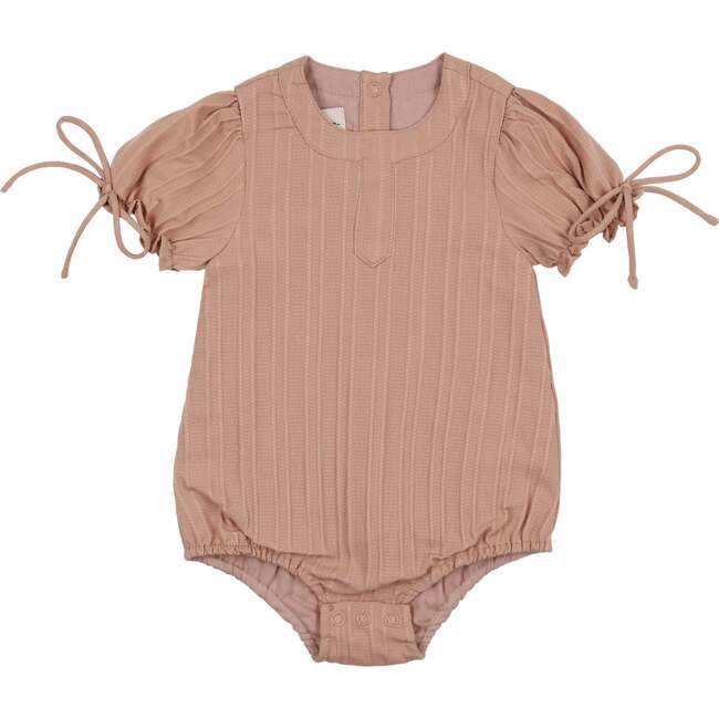 Striped Faux Tab Girls Romper, Mauve