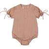 Striped Faux Tab Girls Romper, Mauve - Rompers - 1 - thumbnail