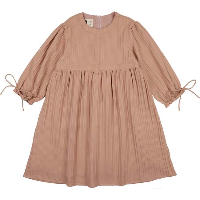 Striped Faux Tab 3/4 Sleeve Dress, Mauve