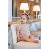 Striped Faux Tab Girls Romper, Mauve - Rompers - 2
