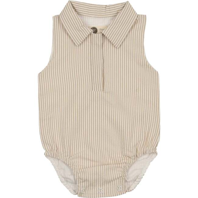 Seersucker Romper, Tan