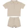 Seersucker Boys 2Pc Set, Tan - Mixed Apparel Set - 1 - thumbnail