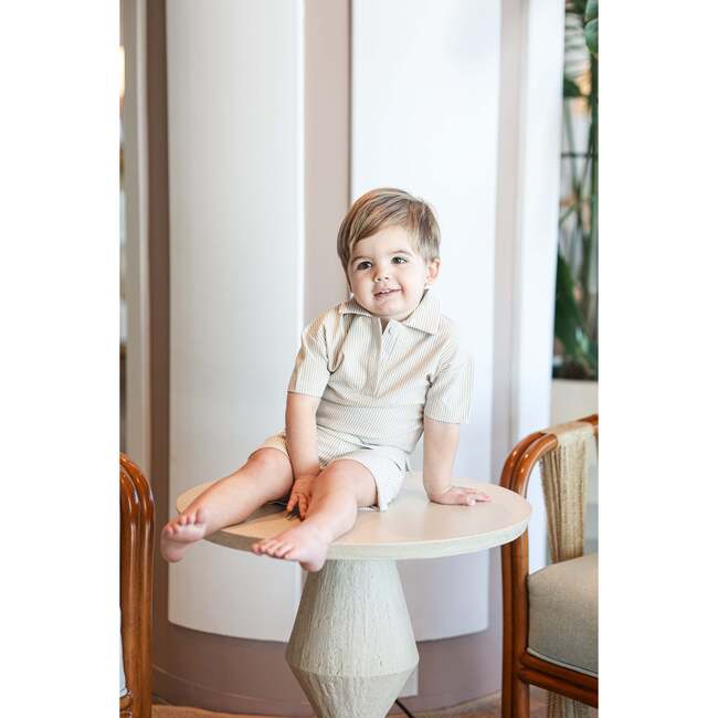 Seersucker Boys 2Pc Set, Tan