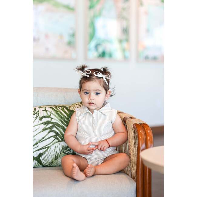 Seersucker Romper, Tan - Rompers - 3