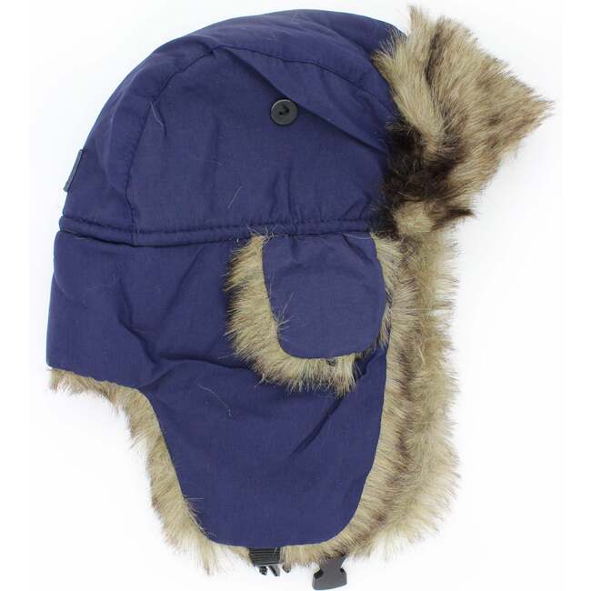 Faux Fur Trapper Hat, Navy - Hats - 1