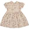 Pleated Garden Short Sleeve Dress, Floral Sand - Dresses - 1 - thumbnail