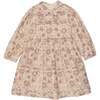 Pleated Garden 3/4 Sleeve Dress, Floral Sand - Dresses - 1 - thumbnail